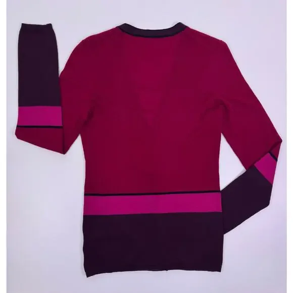 Martin + Osa 100% Cashmere Sweater Warm­tone Striped Cardigan Size M - Picture 5 of 9